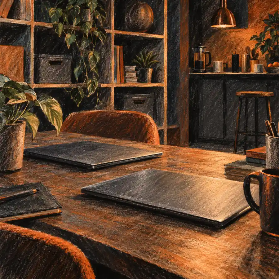 Illustration of workspace businesses equipment and workspace