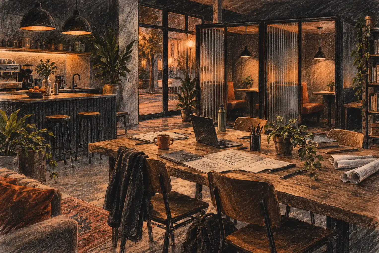 Illustration of workspace businesses and their working space